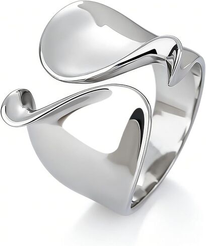 Chunky Wide statement Rings for Women Stainless Steel Adjustment Open Ring Jewelry in Saudi Arabia