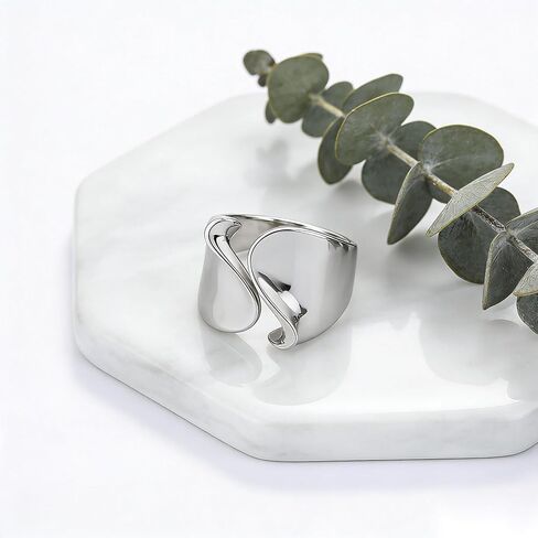 Chunky Wide statement Rings for Women Stainless Steel Adjustment Open Ring Jewelry in Saudi Arabia