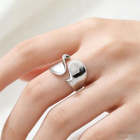 Chunky Wide statement Rings for Women Stainless Steel Adjustment Open Ring Jewelry in Saudi Arabia
