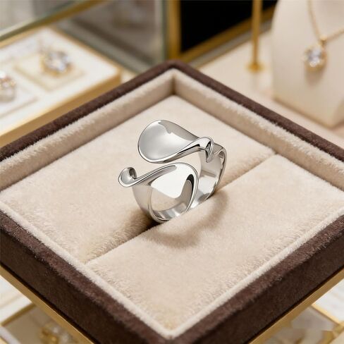 Chunky Wide statement Rings for Women Stainless Steel Adjustment Open Ring Jewelry in Saudi Arabia