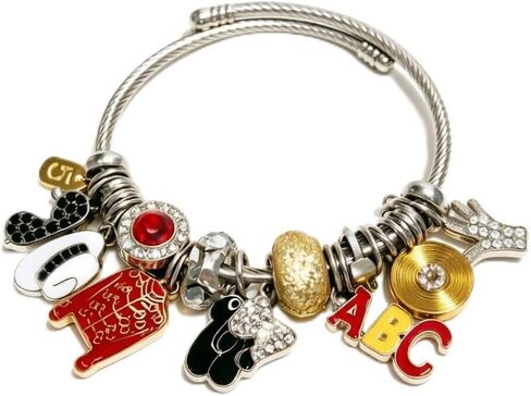 سوار أسطورة الموسيقى الرجعية قابل للتعديل مع سترة حمراء وقبعة وقفاز ABC Charms، هدية تذكارية لعيد ميلاد المعجبين in Kuwait