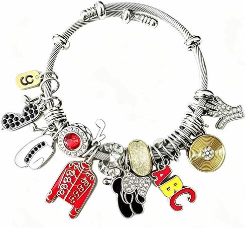 سوار أسطورة الموسيقى الرجعية قابل للتعديل مع سترة حمراء وقبعة وقفاز ABC Charms، هدية تذكارية لعيد ميلاد المعجبين in Kuwait