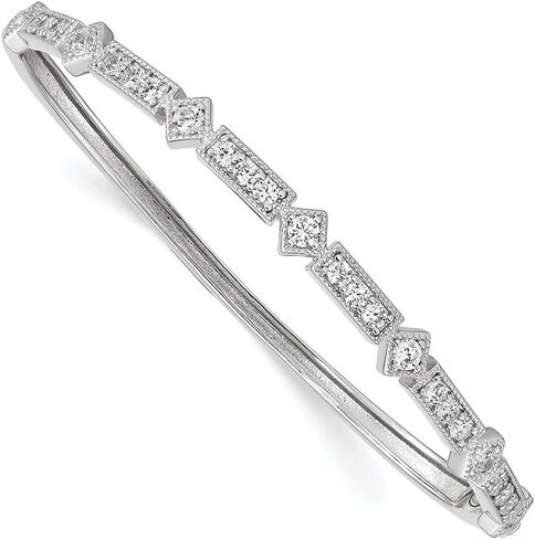 Diamond2Deal Sterling Silver Cubic Zirconia Hinged Bangle Bracelet for Mom in Kuwait