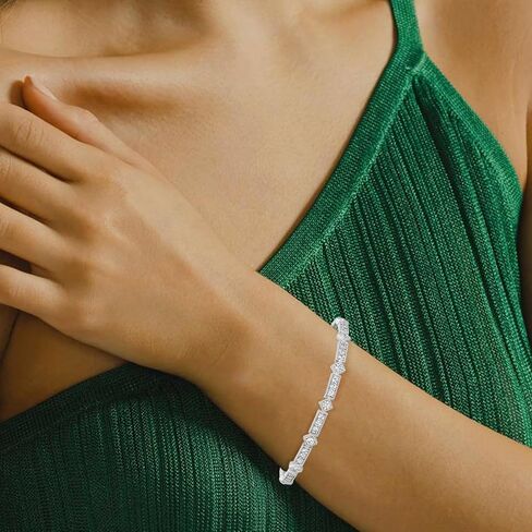 Diamond2Deal Sterling Silver Cubic Zirconia Hinged Bangle Bracelet for Mom in Kuwait