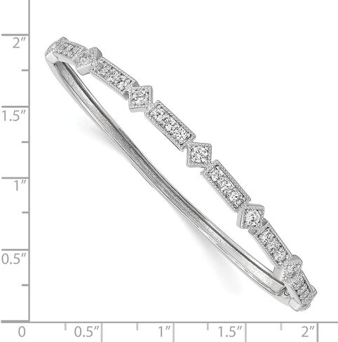 Diamond2Deal Sterling Silver Cubic Zirconia Hinged Bangle Bracelet for Mom in Kuwait