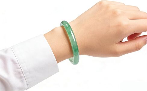 Green Women's Bangle Bracelet Fashion Jadeite Retro Simple Parties Good Luck Bangle Valentine Jewelry Gift 2.4"/62mm (Green, Love) in Saudi Arabia