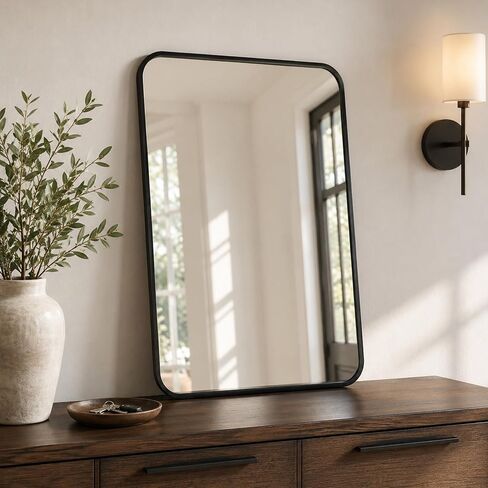 2-Pack 24x36 Inch Matte Black Bathroom Vanity Mirrors | Flush Mount Deep Set Metal Wall Mirror for Over Sink | HD Shatterproof Glass, Rustproof in Saudi Arabia