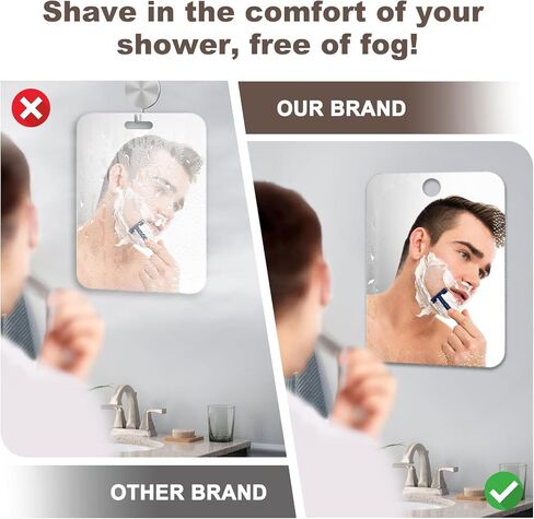 Shower Mirror Fogless for Shaving Anti-Fog Frameless Wall Hanging Makeup,11.02" L x 7.87" W,Darkgrey in Saudi Arabia