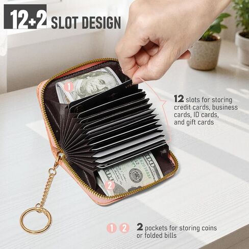 credit card holder for women，Embossed leather Rfid wallet women， KeyChain Wallet in Kuwait