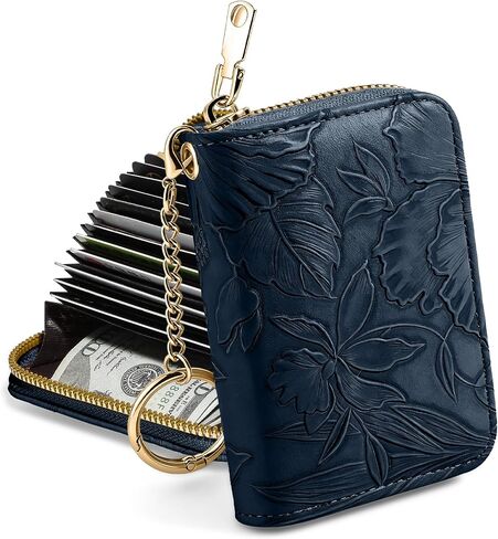 credit card holder for women，Embossed leather Rfid wallet women， KeyChain Wallet in Kuwait