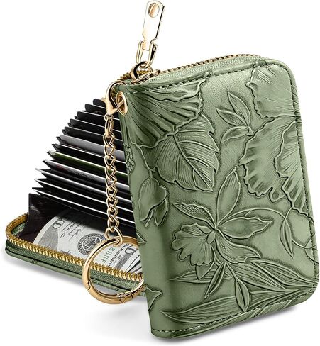 credit card holder for women，Embossed leather Rfid wallet women， KeyChain Wallet in Kuwait