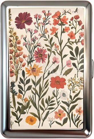 Vintage Art Deco Versatile Card & Cash Case, Slim Metal Card Holder with Floral Pattern, Portable Hard Shell Wallet for Cards/Cash/ID in Saudi Arabia