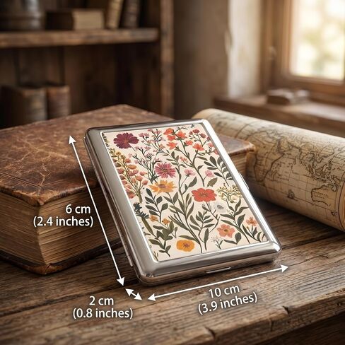 Vintage Art Deco Versatile Card & Cash Case, Slim Metal Card Holder with Floral Pattern, Portable Hard Shell Wallet for Cards/Cash/ID in Saudi Arabia