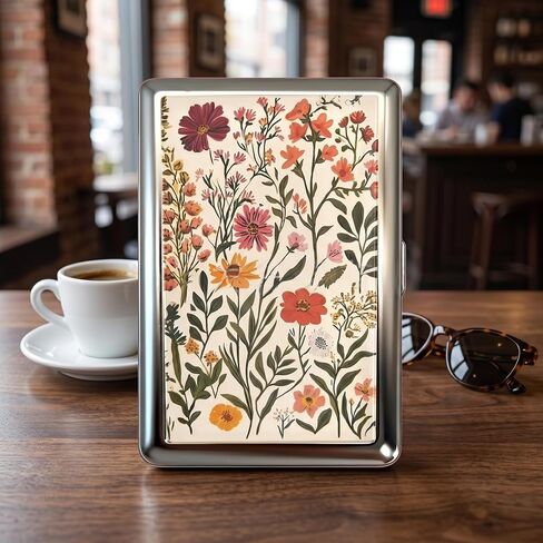Vintage Art Deco Versatile Card & Cash Case, Slim Metal Card Holder with Floral Pattern, Portable Hard Shell Wallet for Cards/Cash/ID in Saudi Arabia