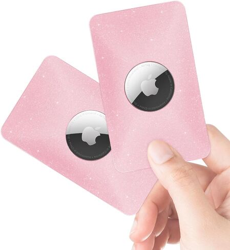 Airtag Wallet Holder Card Insert 2 Pack,Ultra Thin Card Case for Apple Airtag,Air tag Card Holder for Purse, Handbag, Backpack Wallet, Clutch Bag | Stays Hidden | Shimmering Pink in Saudi Arabia
