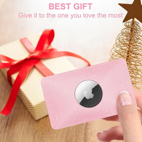 Airtag Wallet Holder Card Insert 2 Pack,Ultra Thin Card Case for Apple Airtag,Air tag Card Holder for Purse, Handbag, Backpack Wallet, Clutch Bag | Stays Hidden | Shimmering Pink in Saudi Arabia
