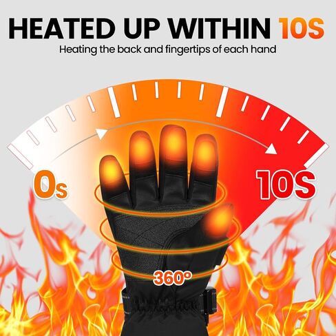 Heated Gloves for Men Women,7.4V 22.2Wh Rechargeable Heated Gloves,Full Touchscreen Waterproof Winter Gloves for Outdoor Skiing Hunting Hiking (Black, L) in Saudi Arabia