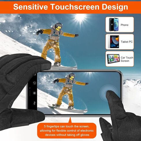 Heated Gloves for Men Women,7.4V 22.2Wh Rechargeable Heated Gloves,Full Touchscreen Waterproof Winter Gloves for Outdoor Skiing Hunting Hiking (Black, L) in Saudi Arabia