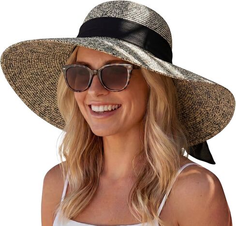 Hat Hut Wide Brim Beach Sun Hat for Women UPF 50+ UV Protection Packable Floppy Straw Hats for Summer in Saudi Arabia