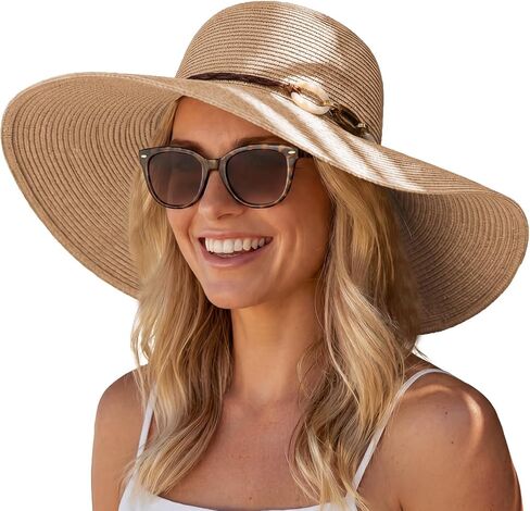 Hat Hut Wide Brim Beach Sun Hat for Women UPF 50+ UV Protection Packable Floppy Straw Hats for Summer in Saudi Arabia