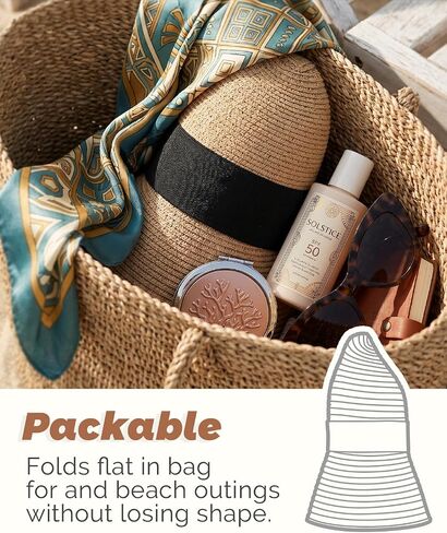 Hat Hut Wide Brim Beach Sun Hat for Women UPF 50+ UV Protection Packable Floppy Straw Hats for Summer in Saudi Arabia