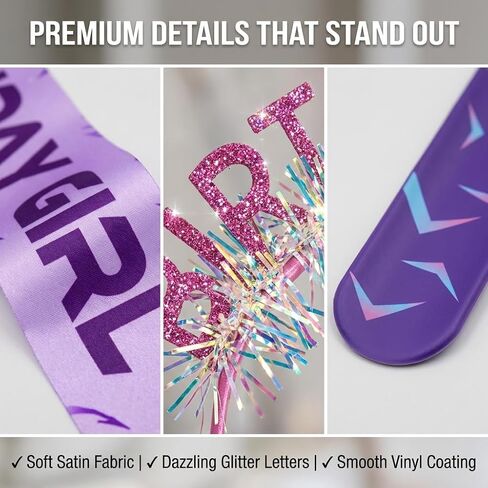 3 Pcs Birthday Girl Sash and Headband Set, Kpop Music Fan Theme Party Decorations for Girls Women, Purple Lightning Pattern Sash with Slap Bracelet, Bday Queen Party Accessories Supplies in Saudi Arabia