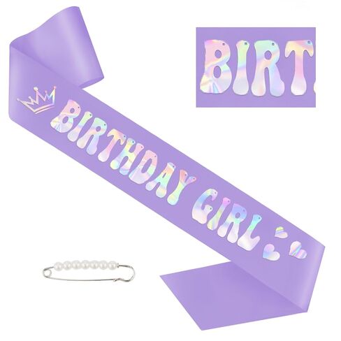 Aprince Kpop Birthday Girl Sash Glitter Accessories Purple Party Favor Supplies and Decorations for Women Happy Birthday Sash for Sweet 16 18th 21st Gifts in Saudi Arabia