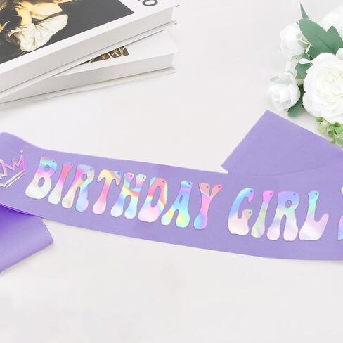 Aprince Kpop Birthday Girl Sash Glitter Accessories Purple Party Favor Supplies and Decorations for Women Happy Birthday Sash for Sweet 16 18th 21st Gifts in Saudi Arabia