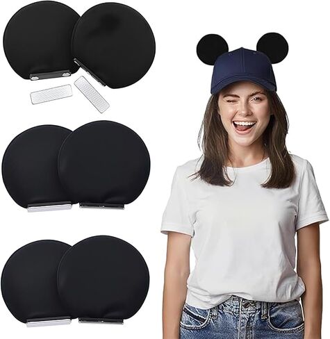 6Pcs Magnetic Mouse Ears for Hats, Mouse Ears Magnetic Ears For Caps Detachable Ear Clips, Hat Accessories Decor Gift for Baseball Caps, Trucker Hats, Hoodies in Saudi Arabia