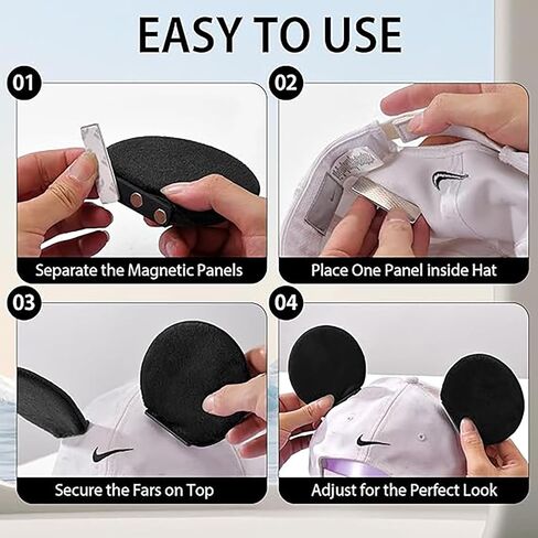 6Pcs Magnetic Mouse Ears for Hats, Mouse Ears Magnetic Ears For Caps Detachable Ear Clips, Hat Accessories Decor Gift for Baseball Caps, Trucker Hats, Hoodies in Saudi Arabia