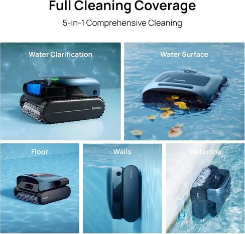 Beatbot AquaSense Pro Pool Robot, Cordless Pool Vacuum for Inground Pools, Clarifies Water, Skims Water Surface, Surface Parking, Intelligent Path Optimization, Up to 3,299 Sq.ft - Navy Blue in Kuwait