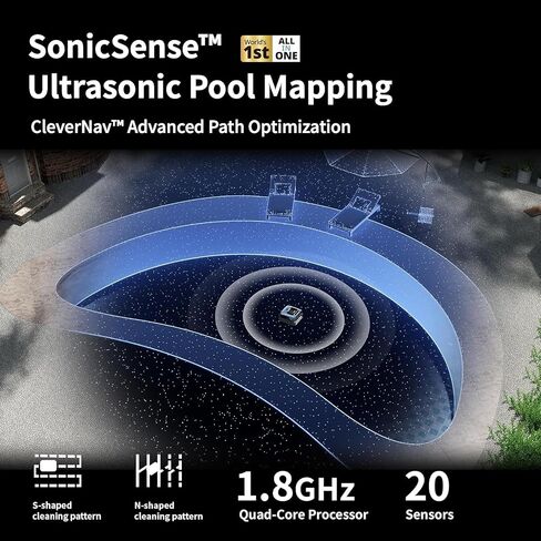 Beatbot AquaSense Pro Pool Robot, Cordless Pool Vacuum for Inground Pools, Clarifies Water, Skims Water Surface, Surface Parking, Intelligent Path Optimization, Up to 3,299 Sq.ft - Navy Blue in Kuwait