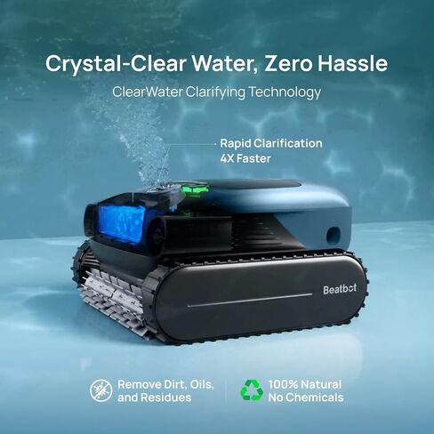 Beatbot AquaSense Pro Pool Robot, Cordless Pool Vacuum for Inground Pools, Clarifies Water, Skims Water Surface, Surface Parking, Intelligent Path Optimization, Up to 3,299 Sq.ft - Navy Blue in Kuwait
