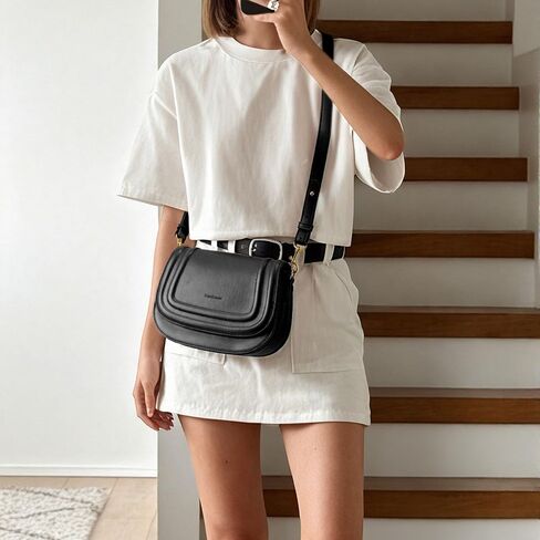 Small Shoulder Purses for Women Trendy Flap Saddle Purse Shoulder bag and Handbags with Adjustable Straps in Kuwait