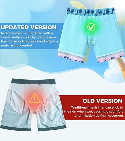 Boys Swim Trunks with Compression Liner No Mesh Anti-Chafe Big Boys Bathing Suits Quick Dry Youth Swim Shorts Size 10-18 in Saudi Arabia