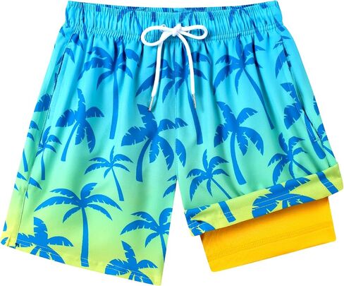 Boys Swim Trunks with Compression Liner No Mesh Anti-Chafe Big Boys Bathing Suits Quick Dry Youth Swim Shorts Size 10-18 in Saudi Arabia