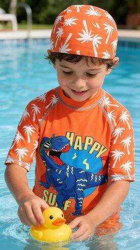 AIWUHE Toddler Boys Swimsuit One Piece Rash Guard Suits Short Sleeve Swimwear Kids UPF 50+ Bathing Suit Zip Rashguards 1-8Y in Kuwait