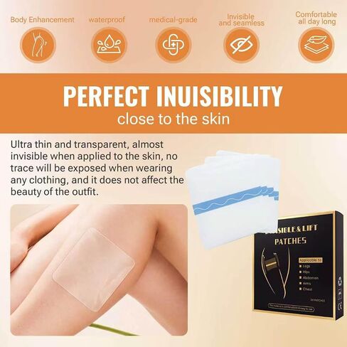 Body Lift Tape To Smooth Wrinkles & Hide Sagging Skinto- Allergy free material PU Film Lifting Patches for Legs/Arms/Abdomen/Hips & Chest Invisible Physical Lifting to Perfect Body Shape 24PCS in Kuwait