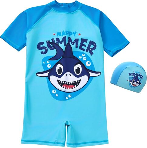 AIWUHE Toddler Boys Swimsuit One Piece Rash Guard Suits Short Sleeve Swimwear Kids UPF 50+ Bathing Suit Zip Rashguards 1-8Y in Saudi Arabia