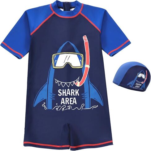 AIWUHE Toddler Boys Swimsuit One Piece Rash Guard Suits Short Sleeve Swimwear Kids UPF 50+ Bathing Suit Zip Rashguards 1-8Y in Kuwait