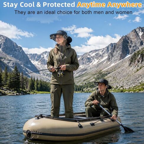 2-in-1 Sun Hat with Detachable Neck Fan, UPF 50+ Wide Brim, 3-Speed Adjustable, Rechargeable Outdoor Essentials for Men Women Fishing Gardening Travel Black in Saudi Arabia