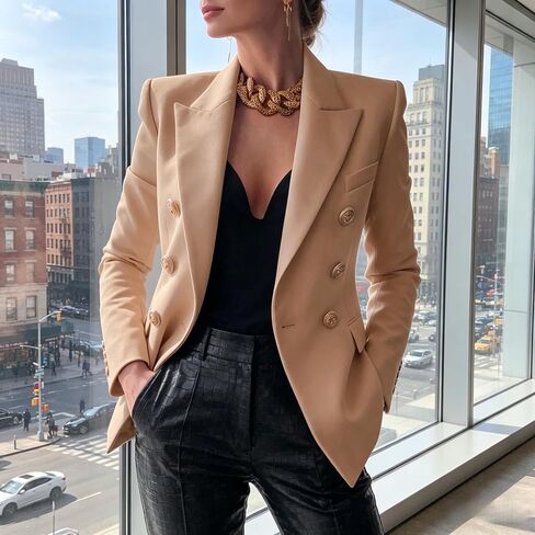 Blazers for Women Business Casual Button Work Office Jackets Blazer Open Front Long Sleeve Lapel Jacket Outfit in Kuwait
