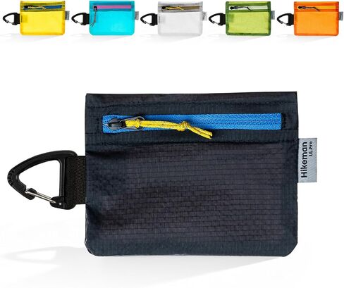 HIKEMAN small zipper pouch with clip ultralight wallet hiking waterproof for credit card and money Card Size Pouch for Hiking, Backpacking, Travel & Purse (Black) in Saudi Arabia