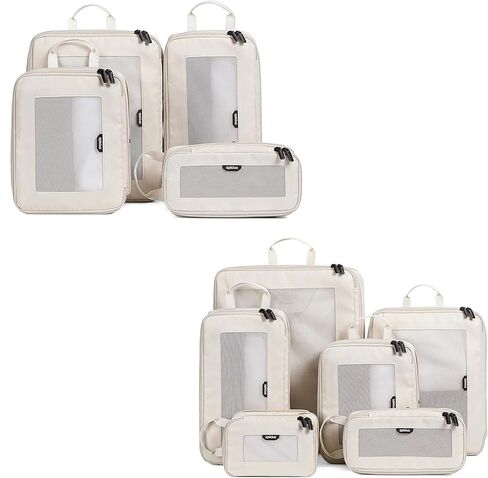 EPICKA TripCozy Compression Packing Cubes - 4 & 6 Set Durable Travel Organizer Bags with Mesh Top, Expandable Travel Accessories for Carry on, Luggage, Suitcase, Backpack (Beige) in Saudi Arabia