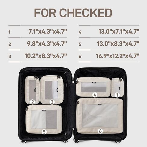 EPICKA TripCozy Compression Packing Cubes - 4 & 6 Set Durable Travel Organizer Bags with Mesh Top, Expandable Travel Accessories for Carry on, Luggage, Suitcase, Backpack (Beige) in Saudi Arabia