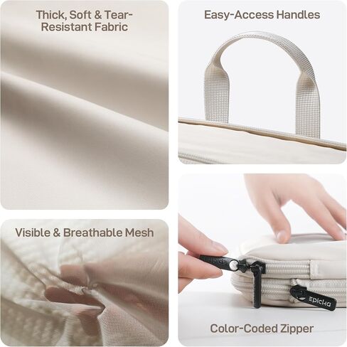 EPICKA TripCozy Compression Packing Cubes - 4 & 6 Set Durable Travel Organizer Bags with Mesh Top, Expandable Travel Accessories for Carry on, Luggage, Suitcase, Backpack (Beige) in Saudi Arabia