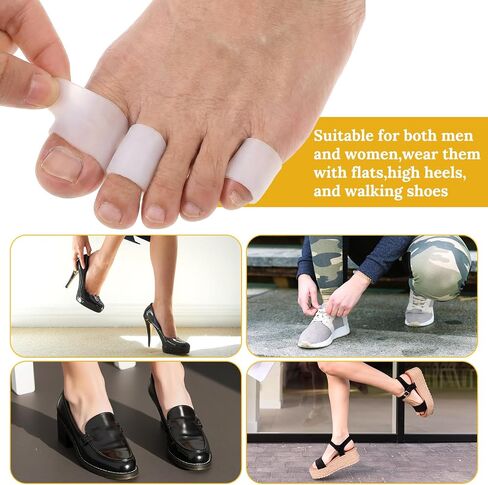 Silicone Toe Sleeves 16 Pack, Gel Toe Protectors & Corn Cushions for Women Men, Soft Toes Tube Pads for Foot Pain Relief, Calluses, Blisters, Bunions, Hammertoe, Toenail Loss, 4 Sizes in Kuwait