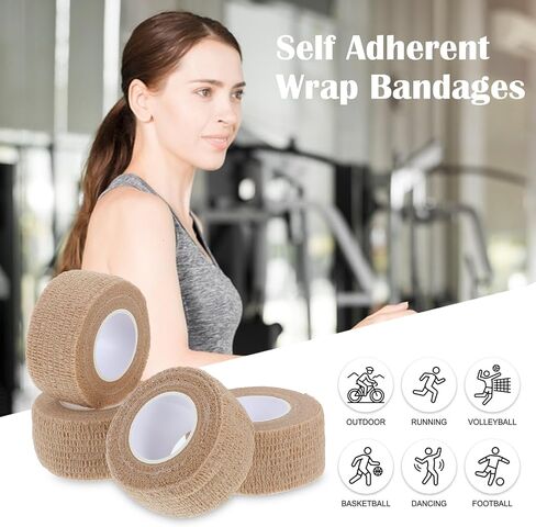 4 Rolls 1 Inch Toe Tape for Pointe Shoes Elastic Self Adhesive Bandage Wrapbuddy Tape for Sprains Swelling and Ease Broken Toes Fingers Wrist Ankle (14.7 Ft / 4.5 M in Length per Roll) in Kuwait