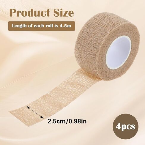 4 Rolls 1 Inch Toe Tape for Pointe Shoes Elastic Self Adhesive Bandage Wrapbuddy Tape for Sprains Swelling and Ease Broken Toes Fingers Wrist Ankle (14.7 Ft / 4.5 M in Length per Roll) in Kuwait