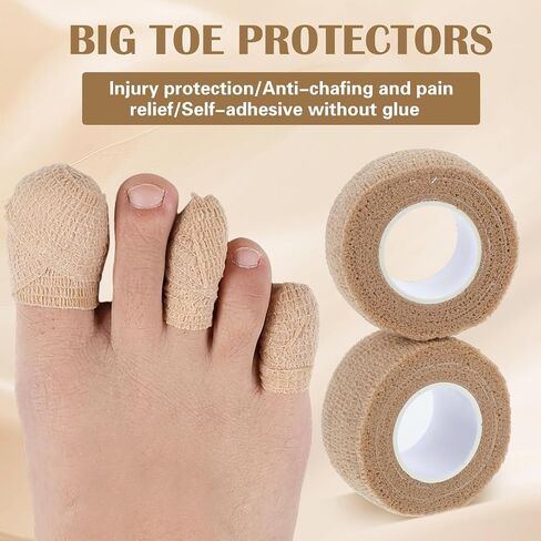 4 Rolls 1 Inch Toe Tape for Pointe Shoes Elastic Self Adhesive Bandage Wrapbuddy Tape for Sprains Swelling and Ease Broken Toes Fingers Wrist Ankle (14.7 Ft / 4.5 M in Length per Roll) in Kuwait